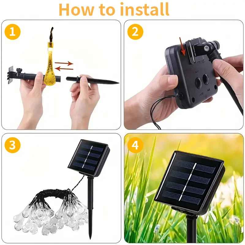 Luz LED modelo GOTA de AGUA con Panel Solar