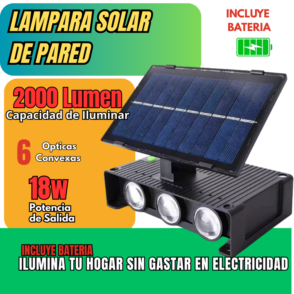 LAMPARA SOLAR DE PARED - ILUMINA SIN PAGAR LUZ