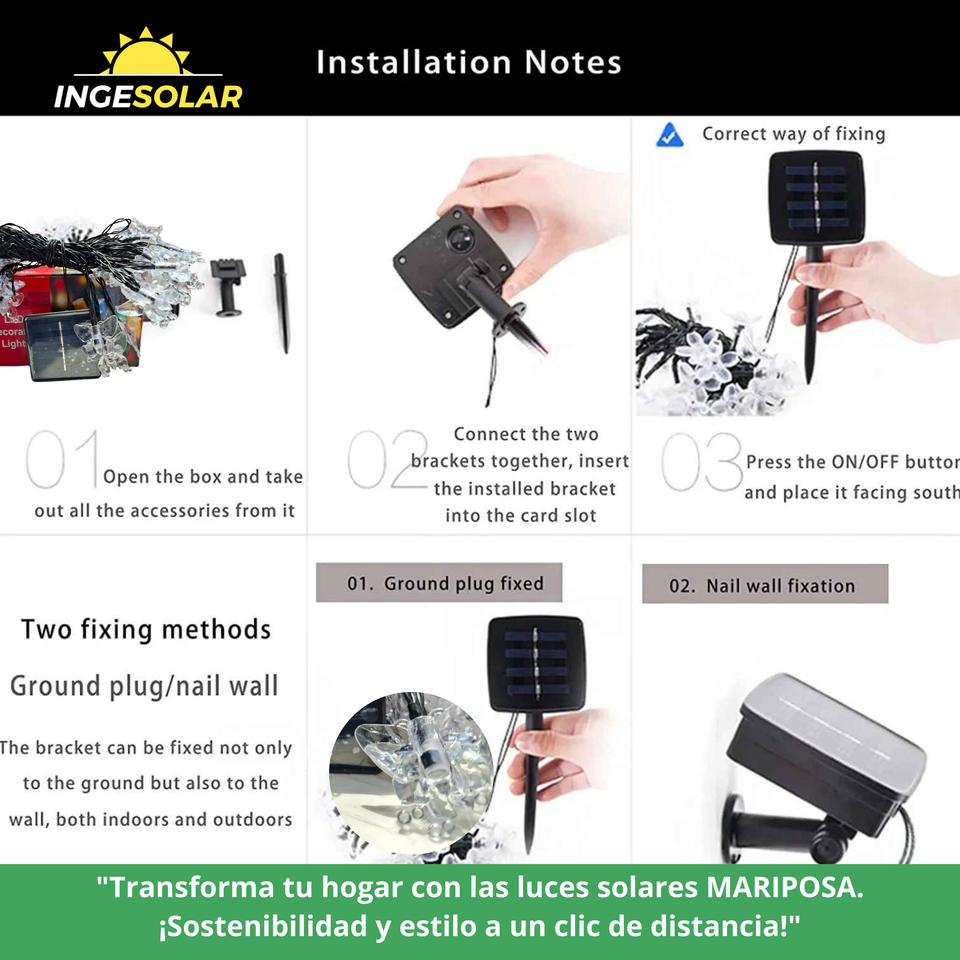 Luz de LED modelo MARIPOSA con panel Solar